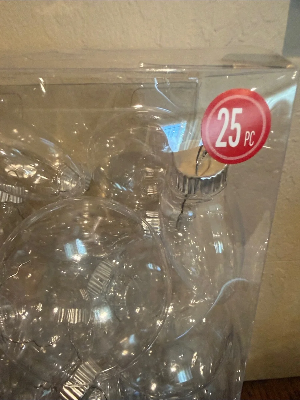 Make Market Clear Disc Plastic Christmas Ornaments 25 Pack 80mm Silver Tops